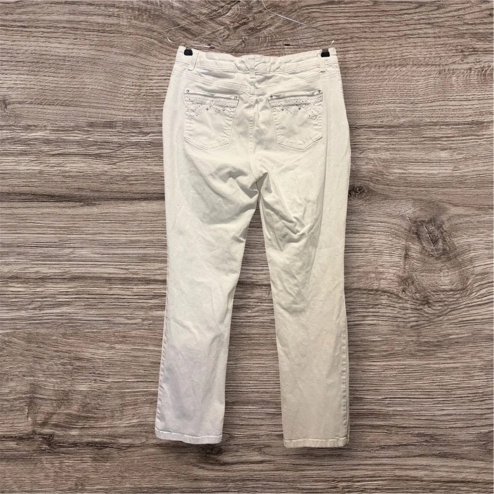 Laura Ashley Cropped Pants Womens 10P White Sparkle Pocket Coastal Preppy Resort - Picture 2 of 16